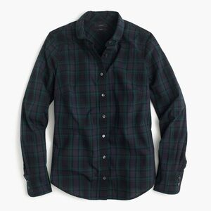 J. Crew Dark Green and Black Checkered Shirt